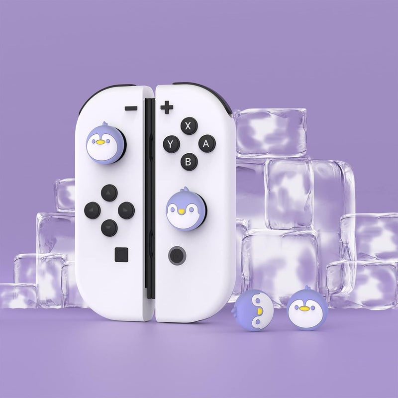 playvital Penguin Joystick Caps for Nintendo Switch, Thumbstick Caps for Switch Lite, Analog Cover for OLED Joycon Thumb Grips - Light Violet - Image 5